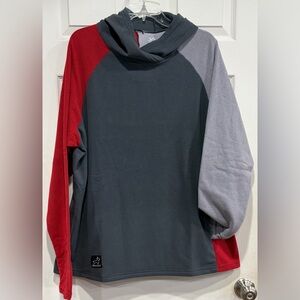 Skygoat Men's XL CAMP Hoodie Microgrid Fleece NWT Red Grey Pockets Thumbholes